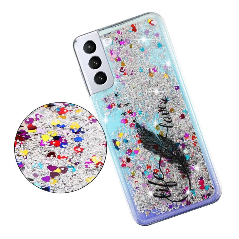 Futerały Samsung Galaxy S24 Plus 5g Etui Na Telefon Płynny Brokat I Pióra