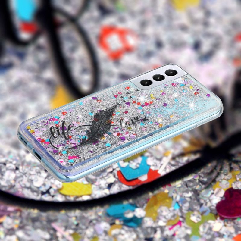 Futerały Samsung Galaxy S24 Plus 5g Etui Na Telefon Płynny Brokat I Pióra