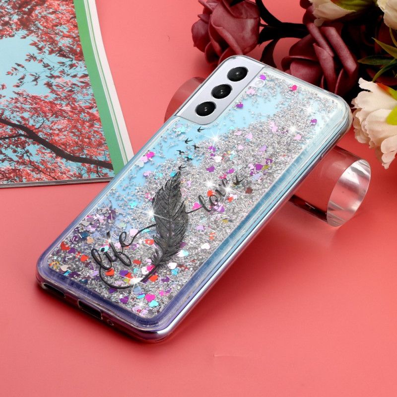 Futerały Samsung Galaxy S24 Plus 5g Etui Na Telefon Płynny Brokat I Pióra