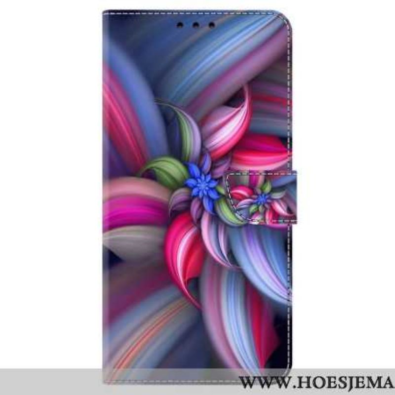 Skórzany Futerał Samsung Galaxy S24 Plus 5g Etui Na Telefon Kolorowe Kwiaty
