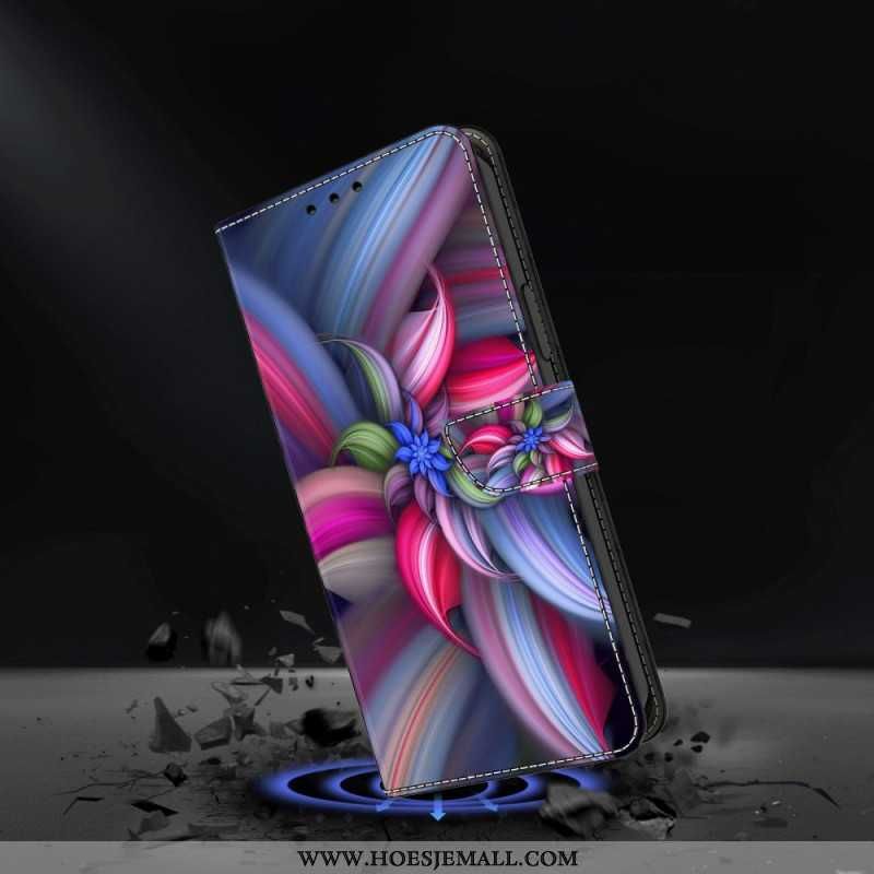 Skórzany Futerał Samsung Galaxy S24 Plus 5g Etui Na Telefon Kolorowe Kwiaty
