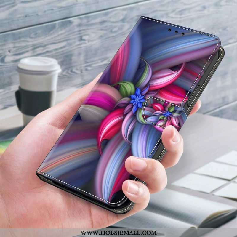 Skórzany Futerał Samsung Galaxy S24 Plus 5g Etui Na Telefon Kolorowe Kwiaty