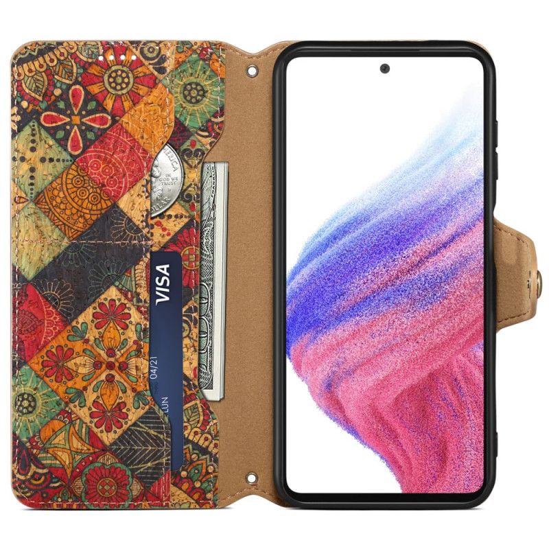 Skórzany Futerał Samsung Galaxy S24 Plus 5g Etui Na Telefon Kwiatowy Nadruk