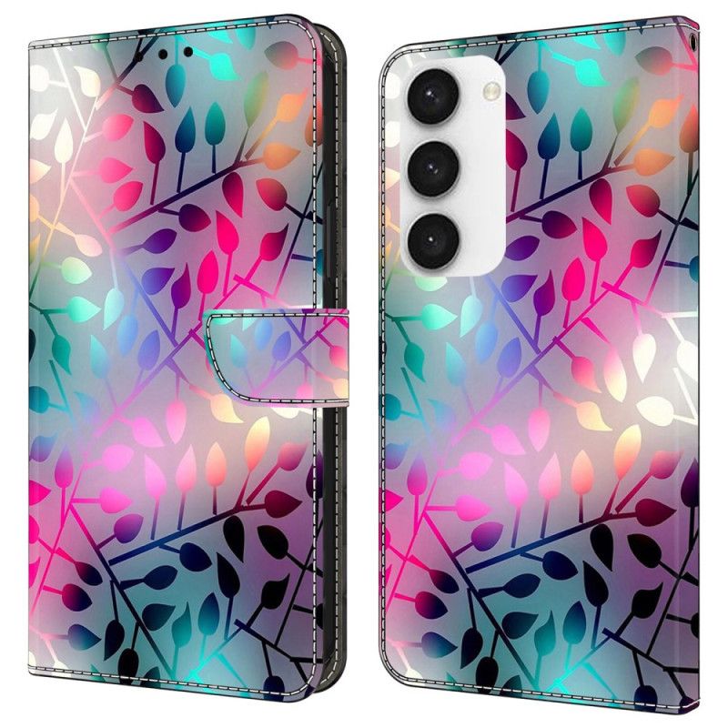Skórzany Futerał Samsung Galaxy S24 Plus 5g Etui Na Telefon Liście Klonu Z Paskiem