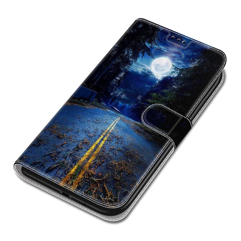 Skórzany Futerał Samsung Galaxy S24 Plus 5g Etui Na Telefon Nocna Droga I Pasek Księżyca