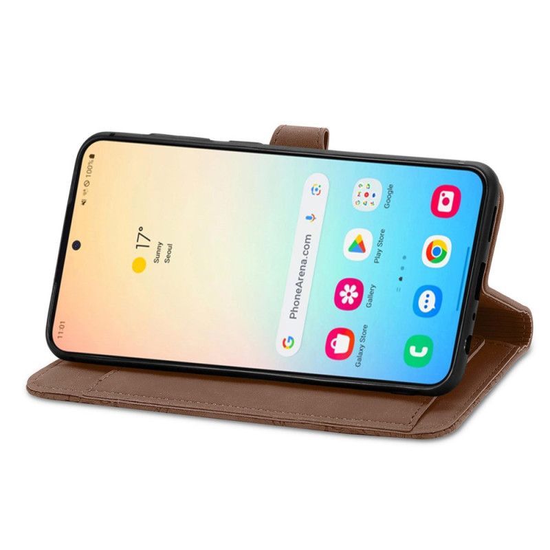 Skórzany Futerał Samsung Galaxy S24 Plus 5g Etui Na Telefon Portfel I Koronkowy Pasek