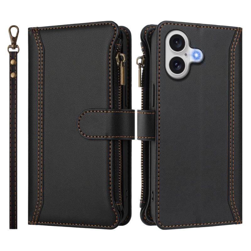 Etui Folio Do iPhone 17 Portfel Z 9 Przegródkami Na Karty I Paskiem Na Nadgarstek