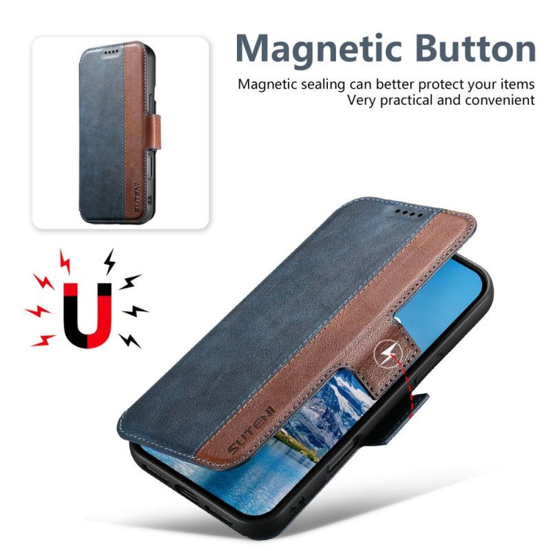 Etui Folio iPhone 17 Dwukolorowa Teksturowana Skóra Magsafe Etui Ochronne
