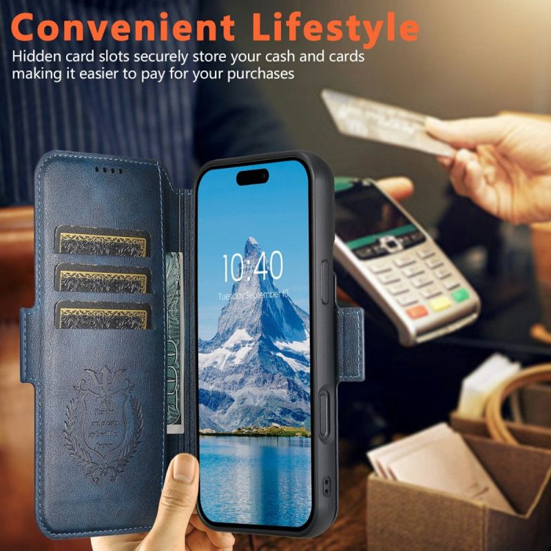 Etui Folio iPhone 17 Dwukolorowa Teksturowana Skóra Magsafe Etui Ochronne