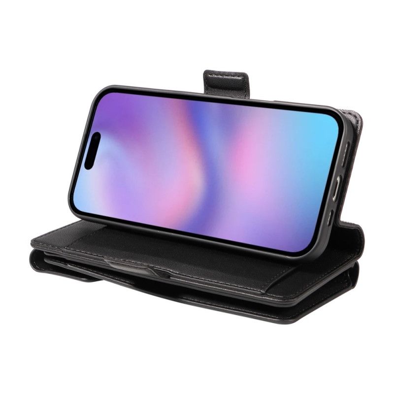 Skórzany Futerał iPhone 17 Etui Na Telefon Wiele Przegródek Na Karty I Pasek Na Nadgarstek