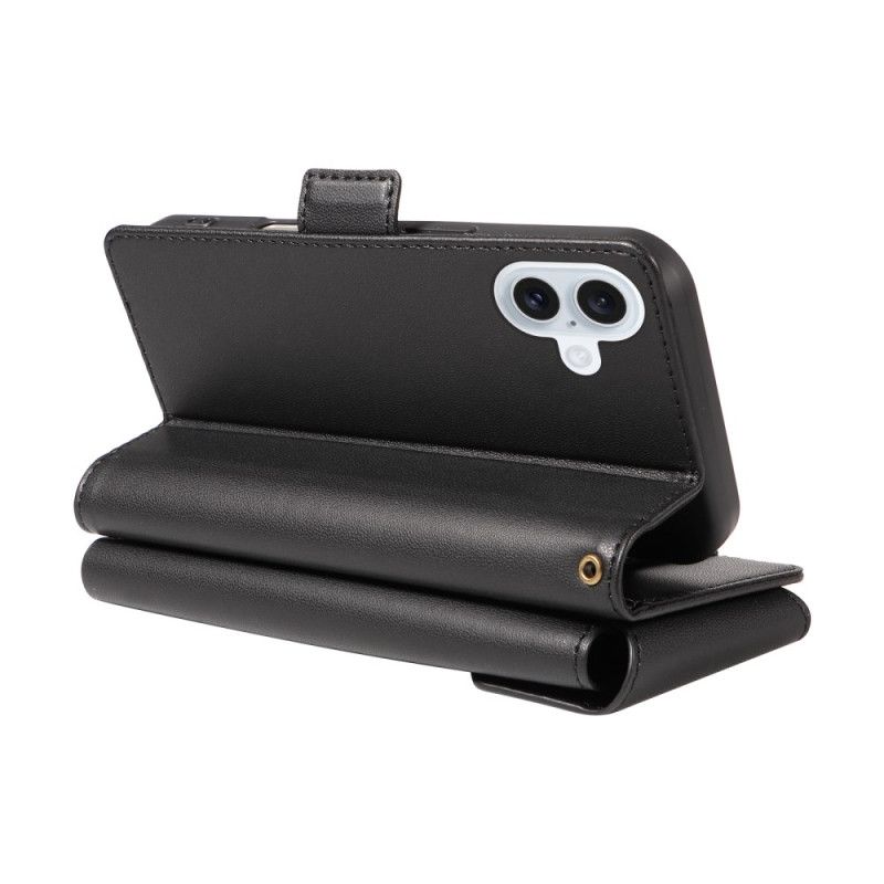 Skórzany Futerał iPhone 17 Etui Na Telefon Wiele Przegródek Na Karty I Pasek Na Nadgarstek