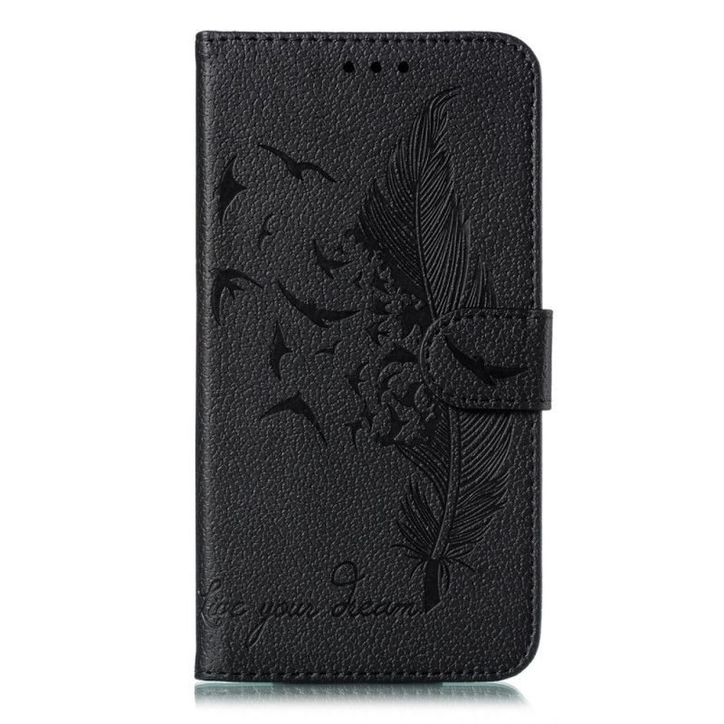 Etui Folio Samsung Galaxy S20 Czerwony Czarny Żyj Swoim Marzeniem Imitacja Skóry Etui Ochronne