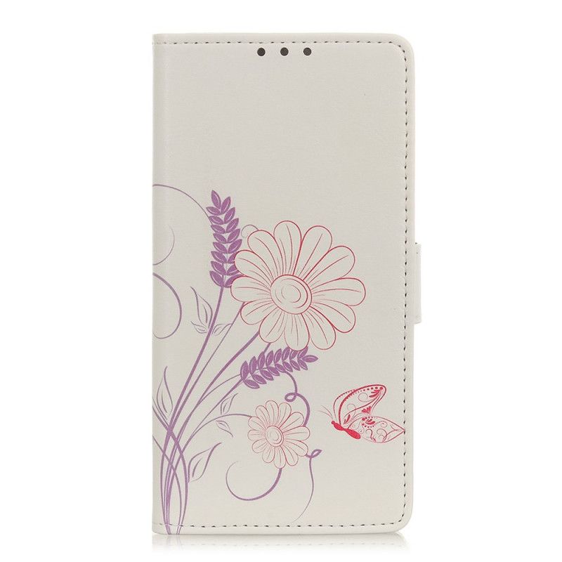 Etui Folio Samsung Galaxy S20 Rysowanie Motyli I Kwiatów