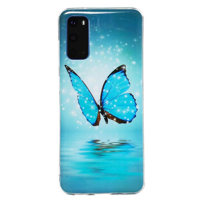 Etui Samsung Galaxy S20 Fluorescencyjny Niebieski Motyl