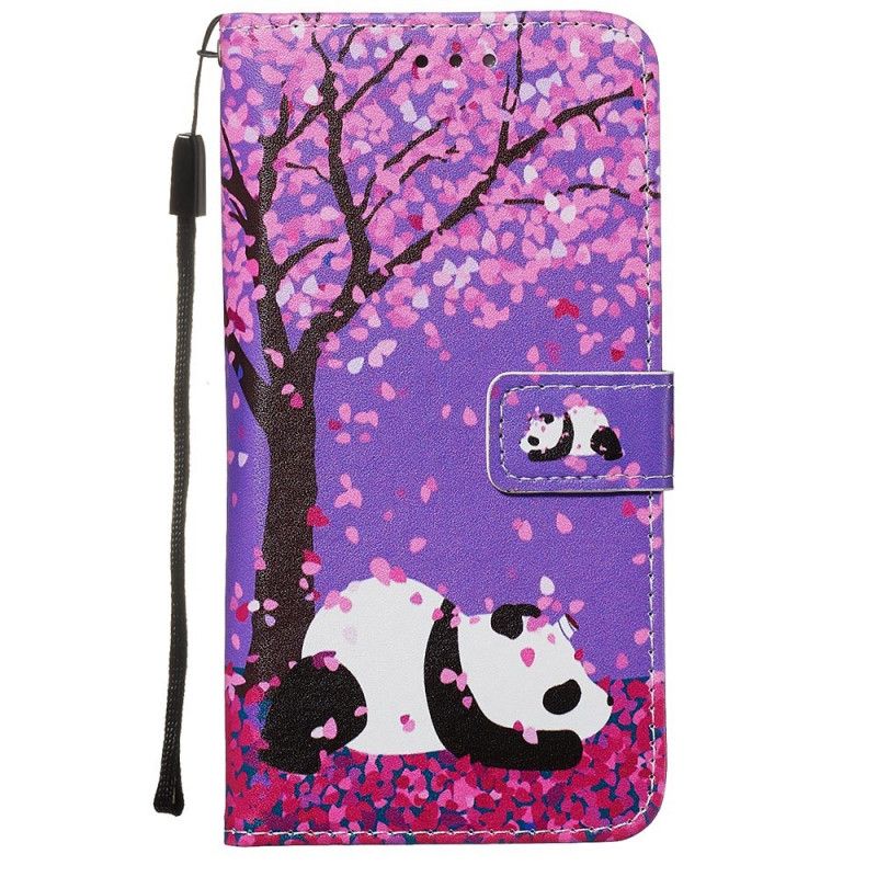 Skórzany Futerał Samsung Galaxy S20 Etui na Telefon Chińska Panda Drzewna
