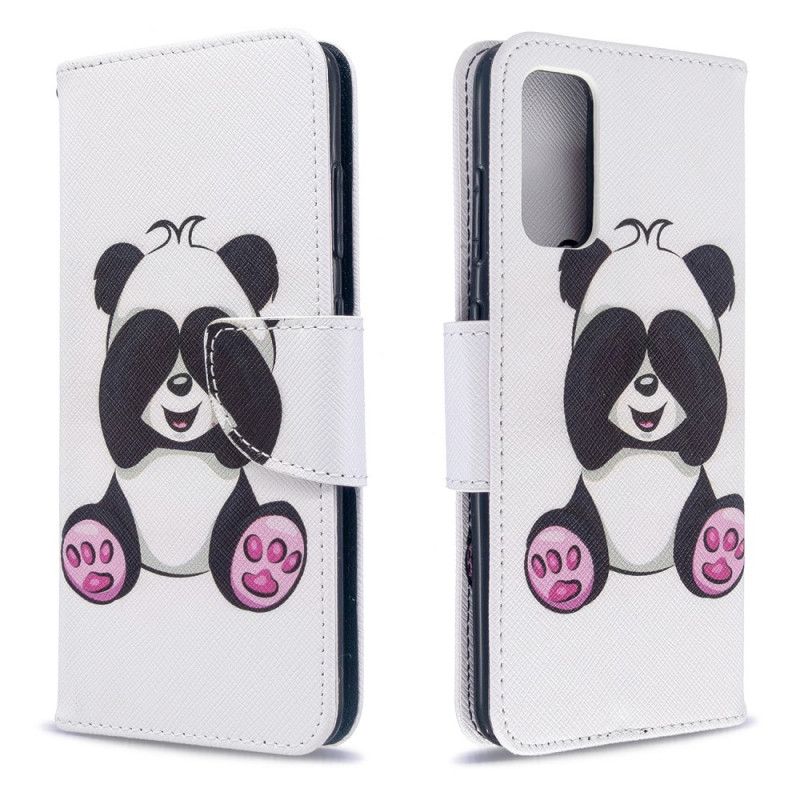 Skórzany Futerał Samsung Galaxy S20 Etui na Telefon Zabawna Panda