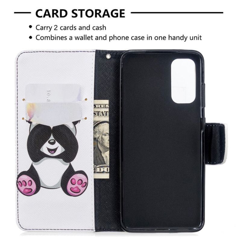 Skórzany Futerał Samsung Galaxy S20 Etui na Telefon Zabawna Panda