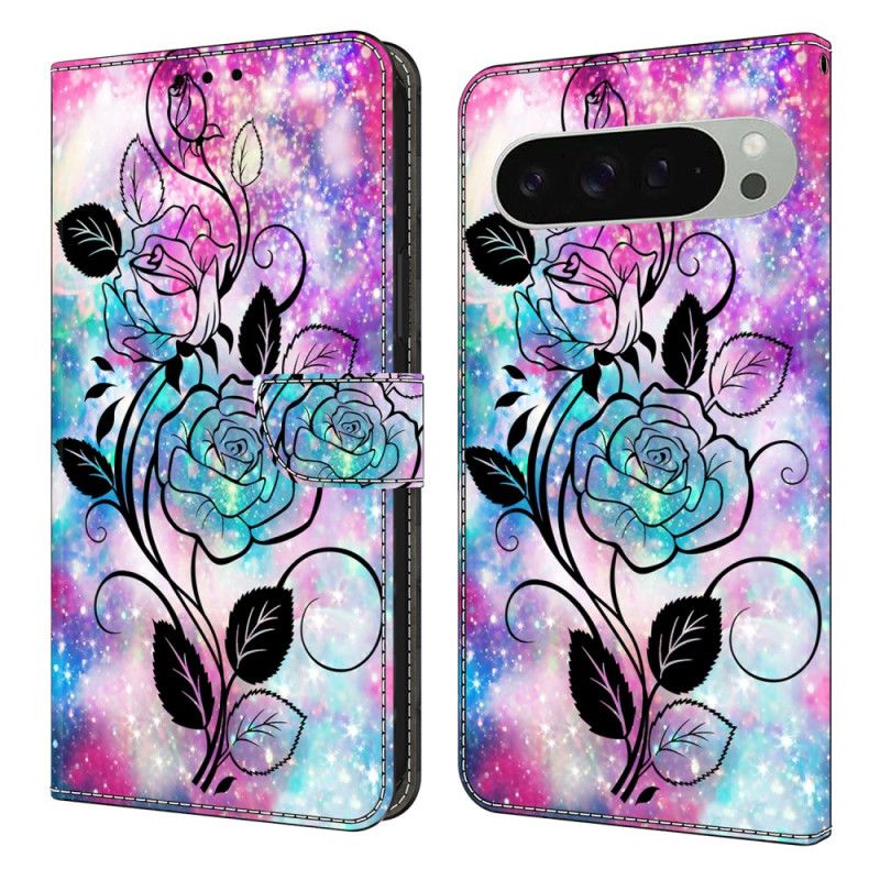 Etui Folio Do Google Pixel 10 Pro Xl Różowo-niebieski Wzór