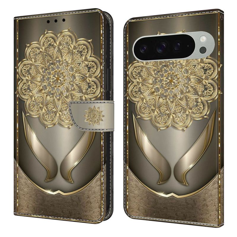 Etui Folio Google Pixel 10 Pro Xl Złoty Wzór Kwiatowy Etui Ochronne