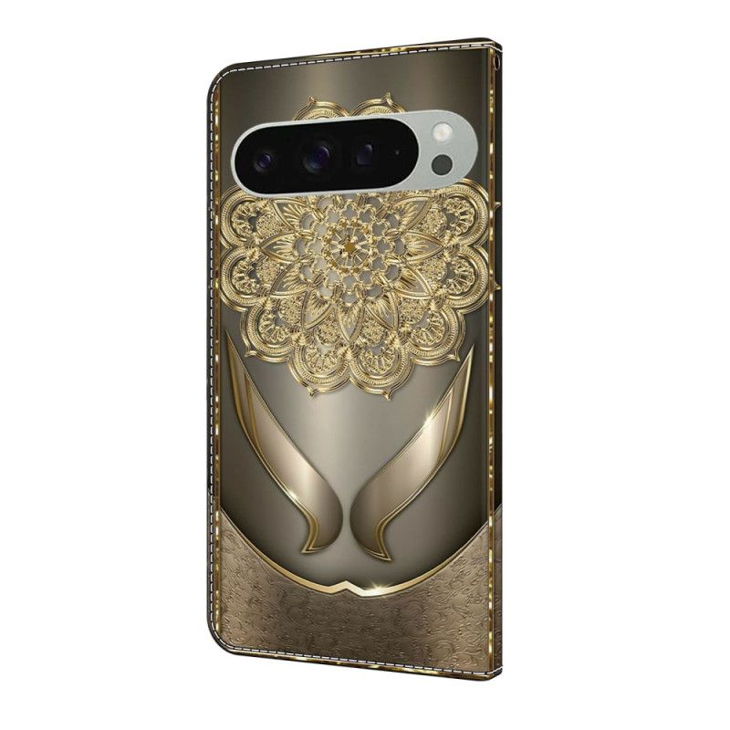 Etui Folio Google Pixel 10 Pro Xl Złoty Wzór Kwiatowy Etui Ochronne