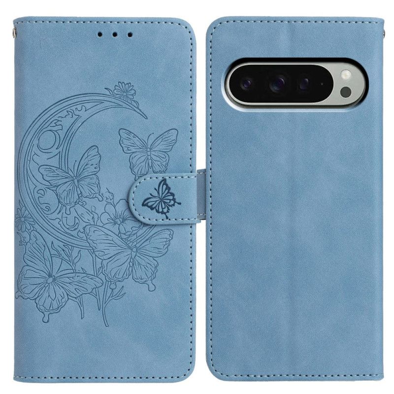 Skórzany Futerał Google Pixel 10 Pro Xl Etui Na Telefon Nadruk Motyla Z Efektem Zamszu