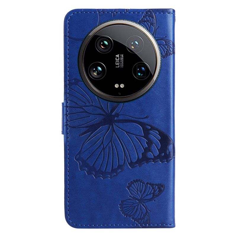 Etui Folio Xiaomi 14 Ultra Gigantyczne Motyle Z Paskiem Etui Ochronne
