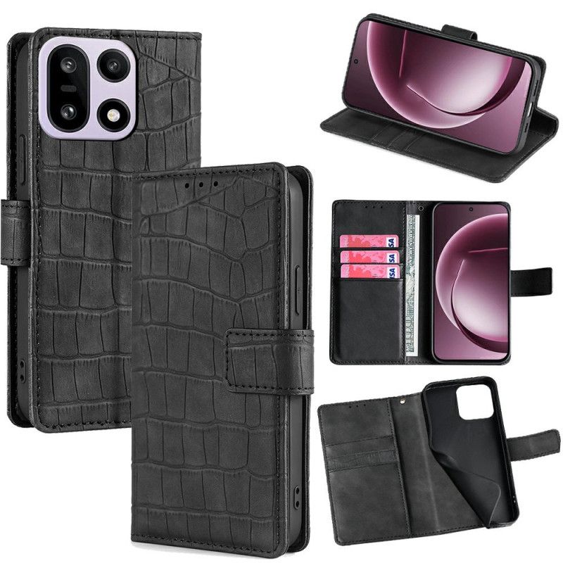 Etui Folio Oneplus 15 Faktura Skóry Krokodyla