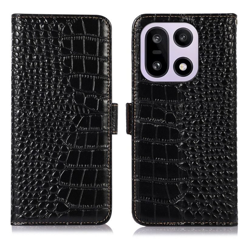 Etui Folio Oneplus 15 Portfel Z Fakturą Skóry Krokodyla Blokujący Rfid