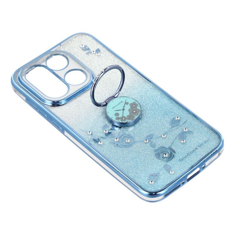 Futerały Oneplus 15 Etui Na Telefon Uchwyt Na Pierścionki I Brokatowy Wzór Kwiatowy