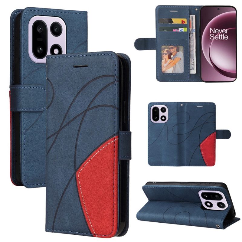 Skórzany Futerał Oneplus 15 Etui Na Telefon Dwukolorowa Falowana Tekstura