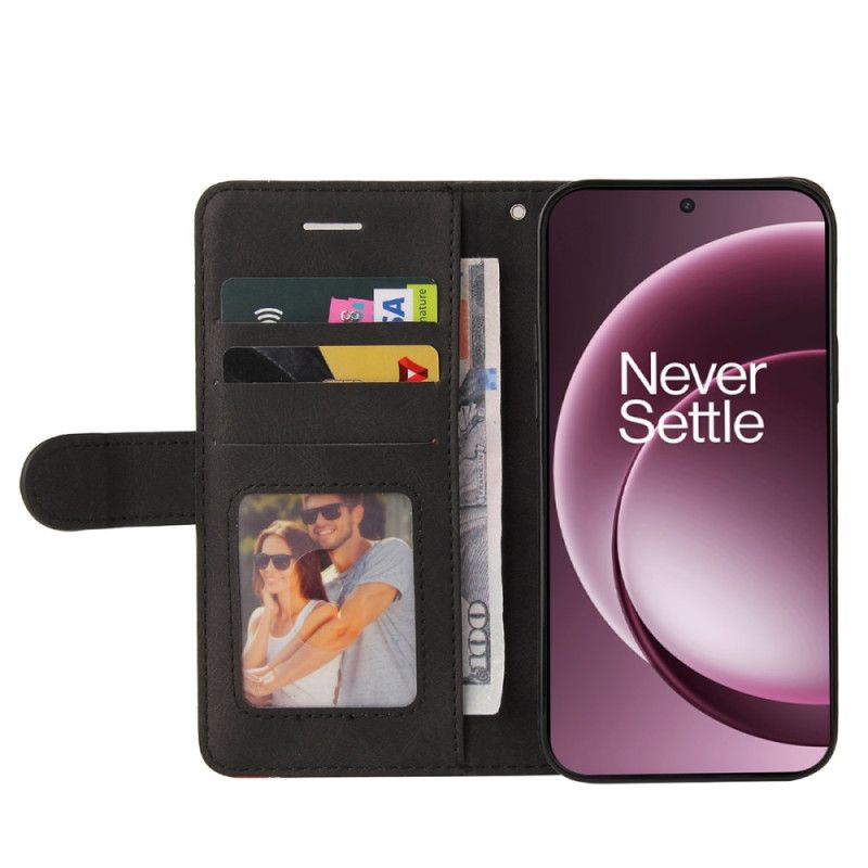 Skórzany Futerał Oneplus 15 Etui Na Telefon Dwukolorowa Falowana Tekstura