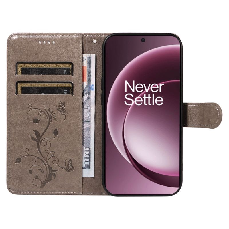 Skórzany Futerał Oneplus 15 Etui Na Telefon Wzór Kwiatowy