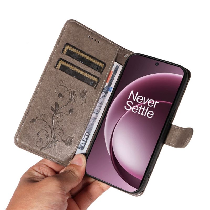 Skórzany Futerał Oneplus 15 Etui Na Telefon Wzór Kwiatowy