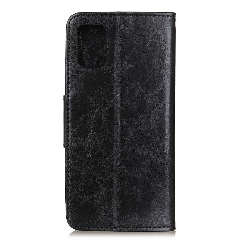 Etui Folio Samsung Galaxy A02s Czerwony Czarny Dwustronne Zapięcie Z Dwoiny Skóry