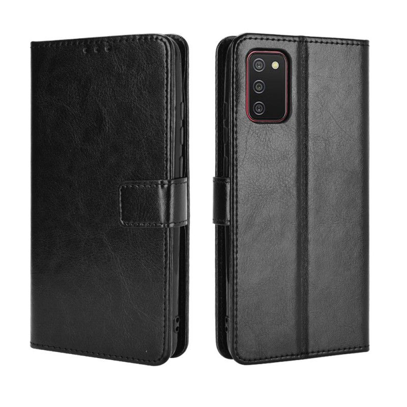 Etui Folio Samsung Galaxy A02s Czerwony Czarny Efektowna Sztuczna Skóra