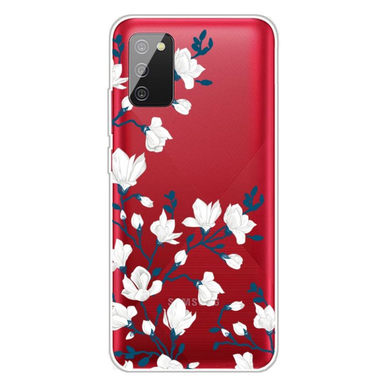 Etui Samsung Galaxy A02s Białe Kwiaty