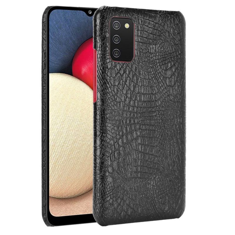 Etui Samsung Galaxy A02s Biały Czarny Efekt Skóry Krokodyla Etui Ochronne