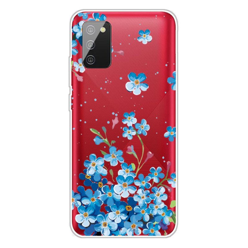 Etui Samsung Galaxy A02s Niebieskie Kwiaty