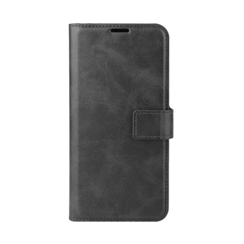 Skórzany Futerał Samsung Galaxy A02s Szary Czarny Etui na Telefon Smukła Imitacja Skóry