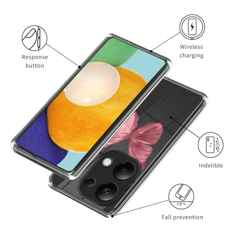 Etui Xiaomi Redmi Note 13 Pro 4g Różowy Motyl Etui Ochronne