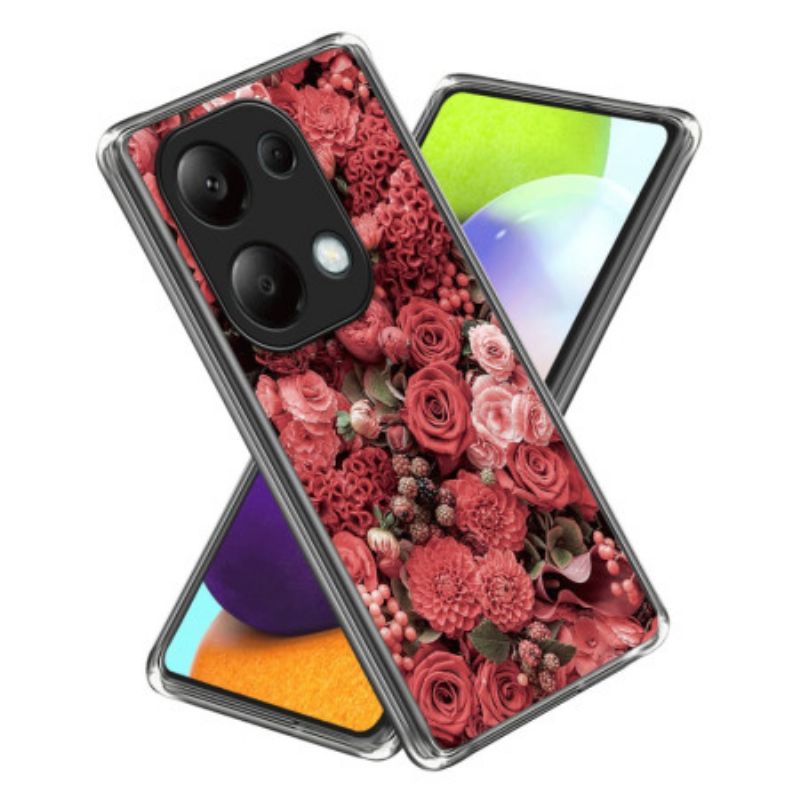 Futerały Xiaomi Redmi Note 13 Pro 4g Etui Na Telefon CZerwone I Różowe Kwiaty