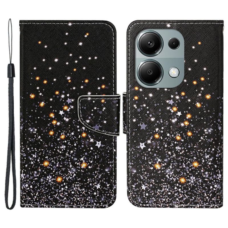 Skórzany Futerał Xiaomi Redmi Note 13 Pro 4g Etui Na Telefon Złamane Gwiazdy Z Paskiem