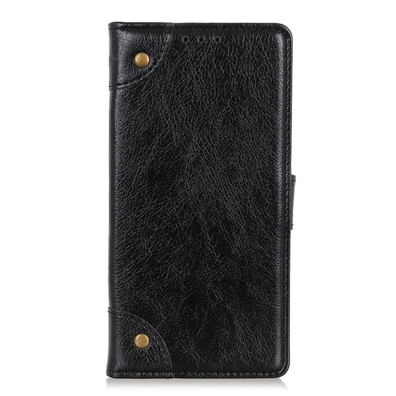 Etui Folio Sony Xperia L4 Czerwony Czarny Nity W Stylu Vintage Ze Skóry Nappa Etui Ochronne