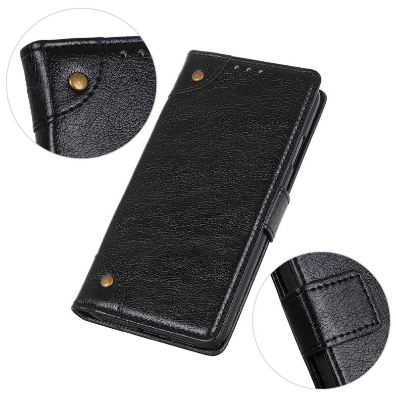 Etui Folio Sony Xperia L4 Czerwony Czarny Nity W Stylu Vintage Ze Skóry Nappa Etui Ochronne