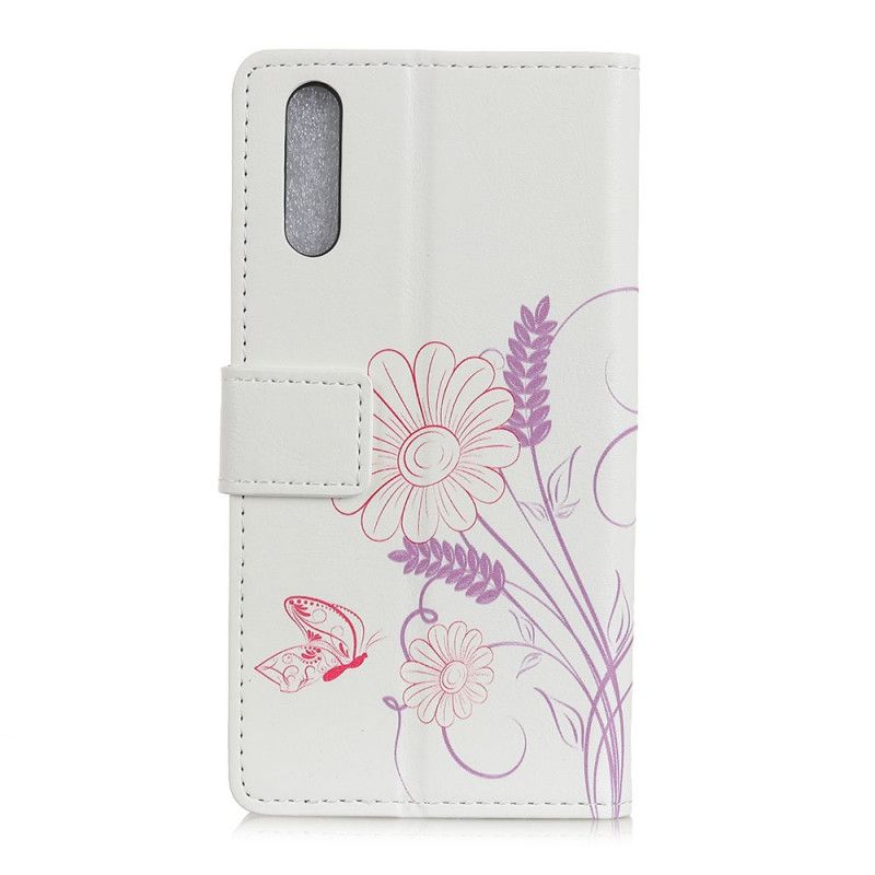 Etui Folio Sony Xperia L4 Rysowanie Motyli I Kwiatów Etui Ochronne