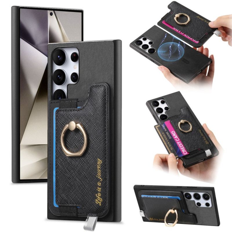 Etui Do Samsung Galaxy S25 Ultra 5g Odpinany Magnetyczny Uchwyt Na Karty W Stylu Zamszu