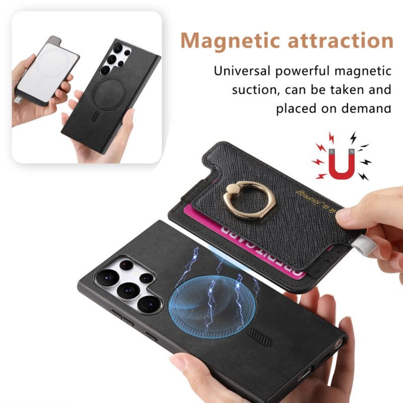 Etui Do Samsung Galaxy S25 Ultra 5g Odpinany Magnetyczny Uchwyt Na Karty W Stylu Zamszu