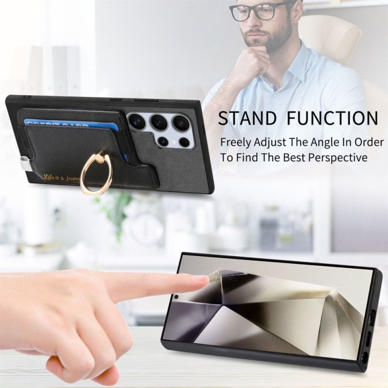 Etui Do Samsung Galaxy S25 Ultra 5g Odpinany Magnetyczny Uchwyt Na Karty W Stylu Zamszu