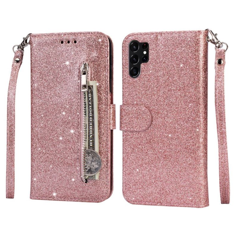Etui Folio Do Samsung Galaxy S25 Ultra 5g Brokatowe Etui Z Paskiem