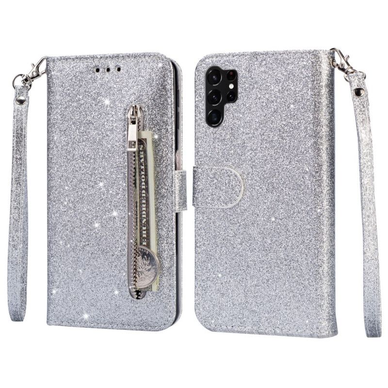 Etui Folio Do Samsung Galaxy S25 Ultra 5g Brokatowe Etui Z Paskiem